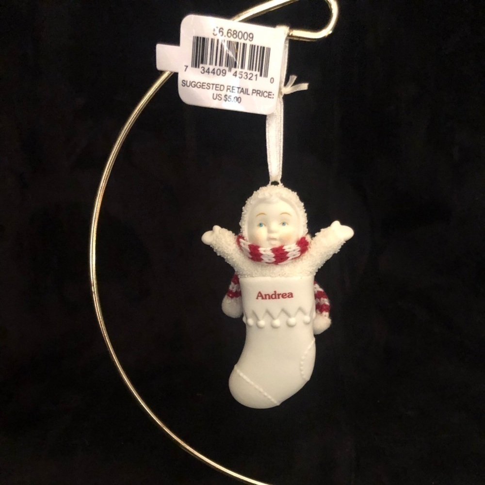 DEPARTMENT 56 snow babies porcelain‎ stocking ornament Andrea